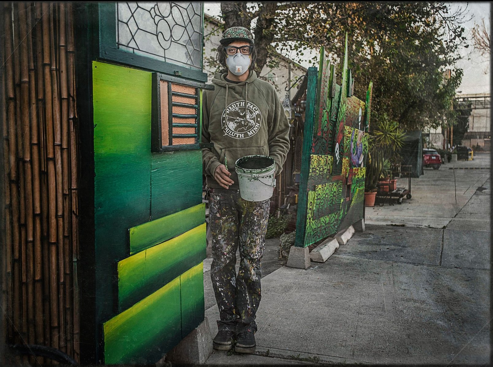 Me painting part of the fence