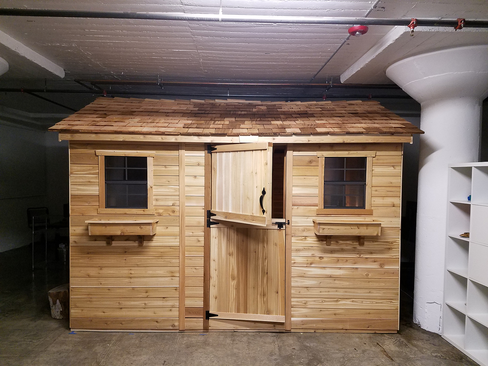 A tool shed cabin I put together for a special effects studio so they could have a meeting room in their open-office space.