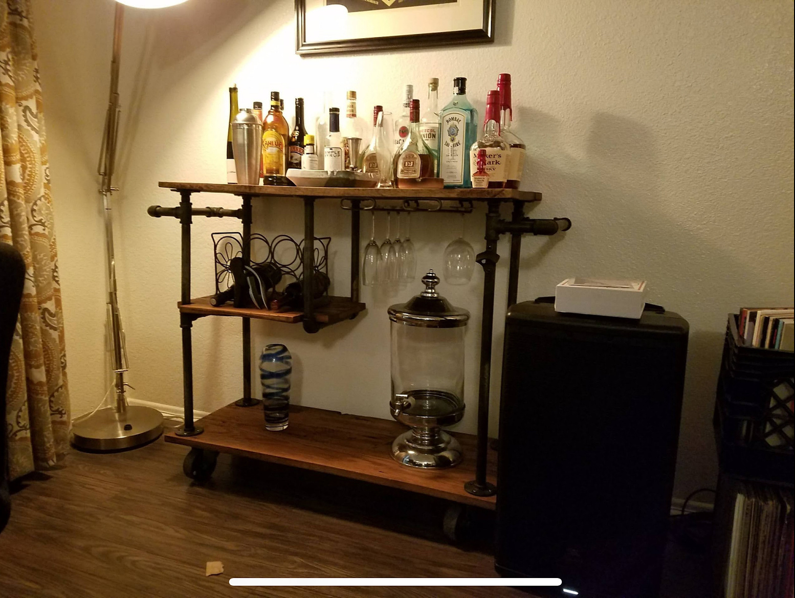 Completed bar cart in its final home.